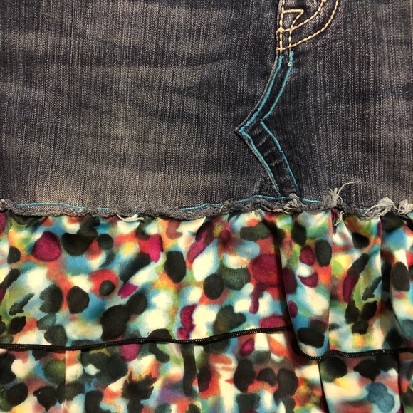 Miss Me Denim Skirt with Multi-Color Ruffles - Picture 3 of 7